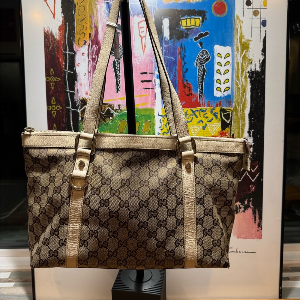 Gucci Beige and Brown Tote Bag
